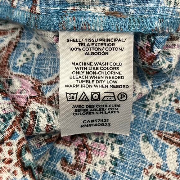 Loft Bouquet Paisley Long Sleeve Ruffled Yoke Puff Sleeve Button Down Blouse - Picture 5 of 10